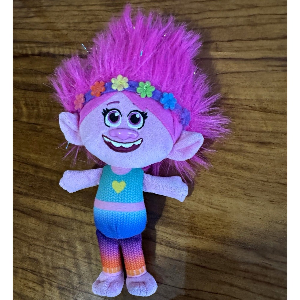 DreamWorks Trolls Poppy Plush Doll Beanie Small 9 inch Pink Blue Purple 2016